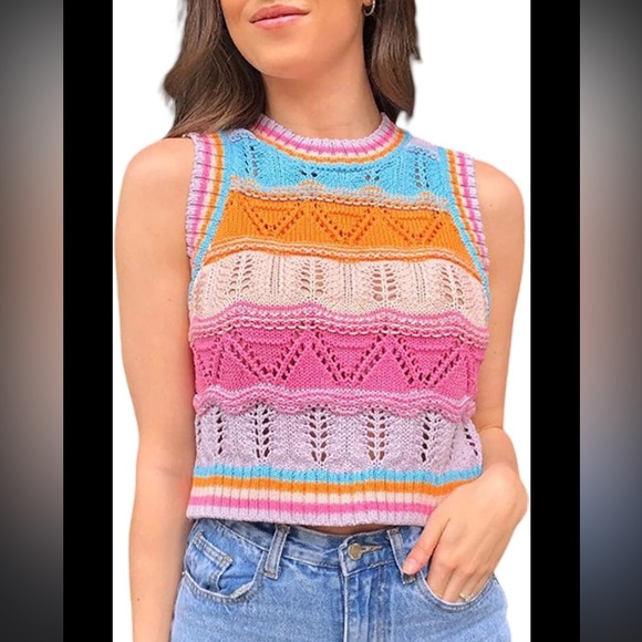 Cotton Emporium |NWT Colorful Knit Jumper Top SZ s - Picture 3 of 8